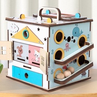 Baby Infant Busy Box Children Montessori Early Education Educational Wooden Toy Treasure Box Hexahed