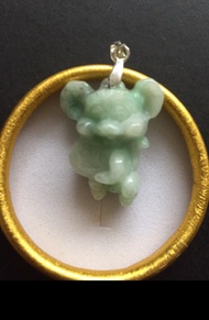 Jade Smiling Mouse Pendant carrying Ancient Chinese Coin