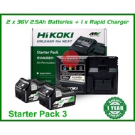 Hikoki 36V Starter Pack 3 (36V 2.5Ah Li-ion Battery BSL36A18 x 2 + UC18YSL3 Charger ) Hikoki Battery