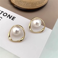 SB50_ Pearl Stud Earrings BIG Curvy/ Korean Earrings Hijab Earrings