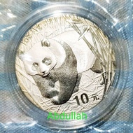 Koin Perak China 10 Yuan 2001 Gambar Panda Dalam Plastik Original Seal