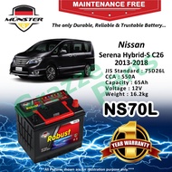 Münster Robust MF CMF NS70 | NS70L | 75D26L (65AH) Car Battery Bateri Kereta for Nissan Serena Hybrid-S C26 2013-2018