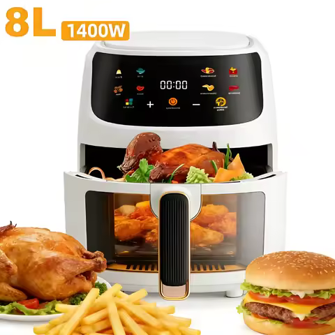1400W 8L Air Fryer Without Oil Household Programmable Smart LED Touch AirFryer Thermal Cycle Oven Co