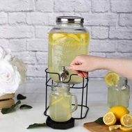 ☼◈✴5 Liters Beverage Juice Jar Dispenser With Stand and 4pcs Mason Glass Jar With Lid and Straw