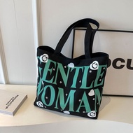 Gentle Woman Niche Printed Letters Tote Canvas Bag 2023 New Contrast Color Casual Shoulder Bag