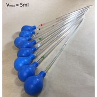 Glass straw - 30cm long glass pipette with rubber squeegee with volumes 0.5ml - 1ml - 2ml - 5ml - 10