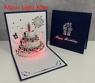 3D Birthday Cake Card Pop Up with Music Lights Happy Birthday Gift Card Greeting Card Creative Birth