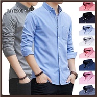 UAYESOK M-5XL Men's Shirt Oxford Kemeja Formal Long-Sleeved Men Casual Slim Fit Korean Plain Shirts Kasual Baju lelaki Plus Size