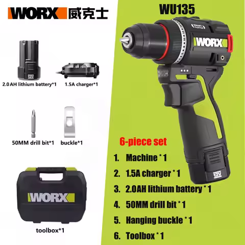 WORX Cordless Electric Drill 12V 50Nm 1800rpm Smart Clucth Auto Stop Brushless Motor Metalworking Ho