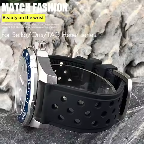 22mm 21mm 20mm Silicone Watch Strap for Tag Heuer F1 Seiko SKX 5 Oris Divers Sports Watch Series Acc