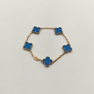 Van Cleef & Arpels VintageAlhambra中號五花手鏈新扣18K黃金/藍瑪瑙S-M碼黃金手鍊／手環