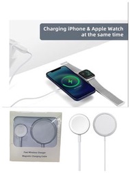 (2in1 充電器iwatch iPhone)Portable Wireless Charger, 2 in 1 Magnetic Charging for Apple Watch Series SE/7/6/5/4/3/2/1 &amp; Compatible with MagSafe Charger for iPhone 13/12/Pro/Pro Max/Mini