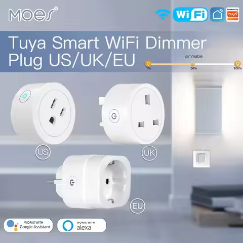 MOES WiFi Smart Power Socket Plug Brightness Adjust Timer For Tuya Smart Life App,Amazon Alexa Googl