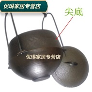 Pasnew Old-Fashioned Pig Iron Tripod Pot Soup Pot Cast Iron Top Pot Stew Pot Hanging Pot Raw