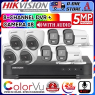 HIKVISION COLORVU 5.0MP 8CH Package Set DVR + 8 Camera with Audio Mic Voice Record 5MP CCTV Night Co