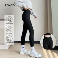 Lovito Women's High-Waist Butt Lifting Yoga Leggings Tummy Control Sports Pants LNA53295