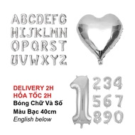 Silver Letters and Numbers Balloons 40cm International Women's Day Decoration, March 8 - 16" Silver 