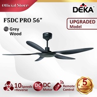 DEKA F5DC PRO 56" Series 5 Blades DC Motor 20 Speed + Reverse with Remote Control Ceiling Fan with L