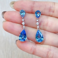 S925純銀藍色托帕石耳環