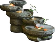 Stone Mill Water Feature Fountain Floor-To-Ceiling Living Room Indoor Garden Patio Ornament Waterfall Fountain Including LED Lights and Pumps little surprise