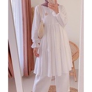 Soraya Baju Atasan Tunik Putih Polos Wanita Remaja Jumbo Ld 120 130