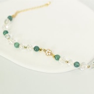 藍綠晶X白水晶櫻花手鏈