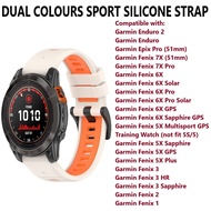 Dual Colors Sport Silicone Strap - Garmin Enduro 2, Epix Pro, Fenix 7X, 7X Pro, Fenix 6X, Fenix 6X Pro, 5X,