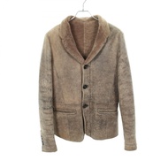 【二手】Emporio Armani 羊毛皮夾克，米色羊皮，男款，二手 B