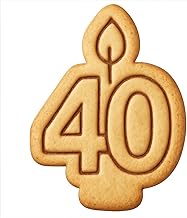 40th Birthday Candle Cookie Cutter & Stamp, Fondant & Clay - 2.7x4