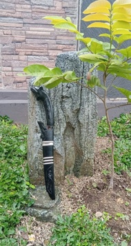 golok sembelih 30cm ukiran singa warna hitam