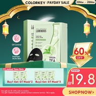 COLORKEY Luminous Green Tea Facial Sheet Masks (10 ea/1 Box) acne spot treatment  oil control gentle
