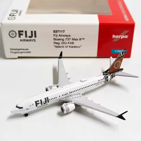 herpa Diecast Alloy 1:500 Scale Fiji Boeing 737 MAX 8 537117 Passenger Airplane Model For Display Co