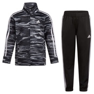 adidas Boys' Little Tricot Jacket & Pant Clothing Set, Printed Black White, 3T