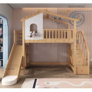 SUICHENG Kids Bunk Bed with Pull Out Storage Bed|Kids Bunk Bed