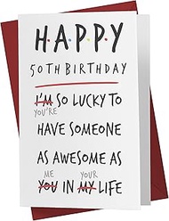 50th Birthday Card - You Are Lucky 50th Anniversary Card For Father, Mother, Brother, Sister, Mom, D