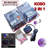 100% ORIGINAL KOSO DIGITAL METER 3 IN 1 VOLT METER + USB PORT CHARGES + OUTDOOR TEMPERATURE "GP RACI