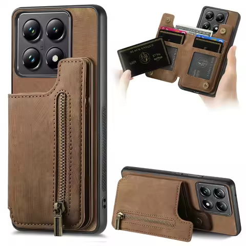 For Xiaomi 17T 15T 14T 13T Wallet Case Zip Leather Card Funda Xiaomi 14T Redmi Note 13 Pro Plus 5G C