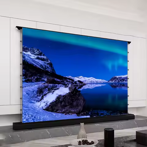 ALR Electric Floor Rising Screen Black Crystal Fabric For Long Throw Projector 92-120inch Anti-Light