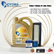 HYUNDAI i10 1.25 OIL FILTER + AIR FILTER + KOYOMA 5W40 FULLY SYNTHETIC ENGINE OIL