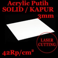 Custom Akrilik Putih SOLID 3mm / Acrylic Kapur 3 mm Lembaran Sheet