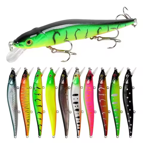 1-10Pcs Fishing Lure 11.5cm/14g Minnow Crankbait Wobblers 3D Eyes Perch Artificial Bait Pike Carp Ba