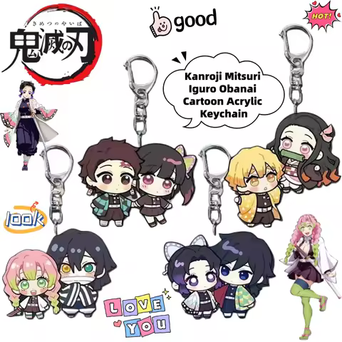 Demon Slayer Kanroji Mitsuri Iguro Obanai animation peripheral cartoon acrylic keychain creative two