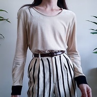 SONIA RYKIEL 復古天鵝絨運動衫 駝色天鵝絨襯衫 法國製造 尺寸 M