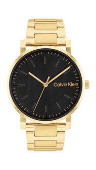Slate Men's Ionic Plated Thin Gold Steel Case Quartz Watch with Ionic Plated Thin Gold Steel Bracele