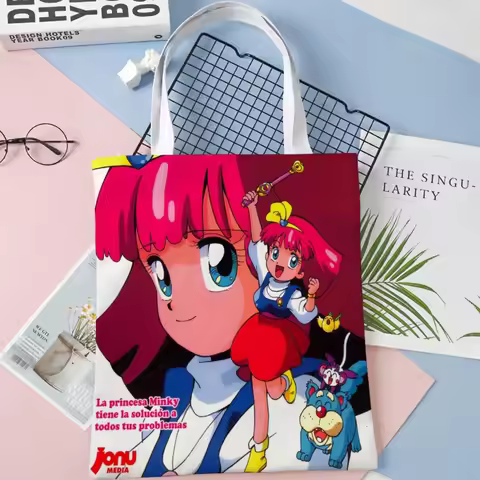 Minky Momo Anime Girl Tote Bag Cotton Cloth Shoulder Shopper Bags For Women Handbag Eco Foldable Reu