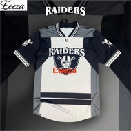 2025 PREMIUM NFL JERSEY RAIDERS Jersey Baju Tshirt Lelaki Lengan Pendek Retro Collar Full Sublimatio