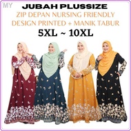 ❁[READY STOCK] JUBAH PLUS SIZE PRINTED MUSLIMAH LABUH | NURSING BF RAYA BESAR WANITA  CANTIK [5XL-10XL]