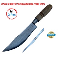 HARGA SPESIAL Pisau Gorok Sembelih dan Pisau Usus Kecil - Peso Sayur Baja Gagang Kayu Super Tajam