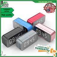 Bluetooth Speaker Wireless with FM Radio LED Mirror Alarm Clock Subwoofer Music Player Desktop Clock