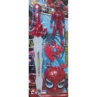 READY STOCK AND FAST DELIVERY (4 IN 1) SPIDERMAN MASK , SWORD (35+ CM) & SPIDERMAN TOY PLAY FOR KIDS